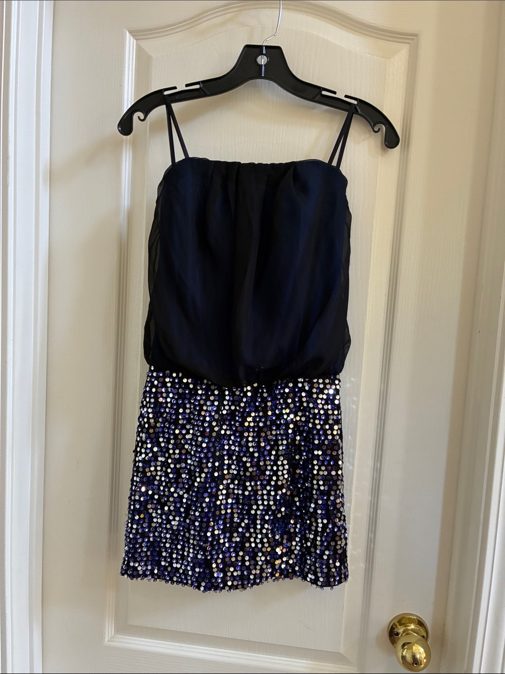 As U Wish BRAND-VINTAGE XS Navy Strapless MINI Dress- Blouson Top/Sequin Skirt